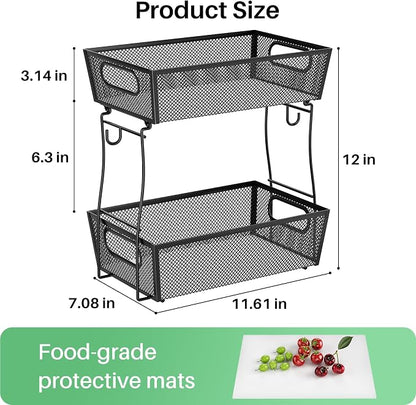 SNTD 2 Tier Mesh Fruit Basket for Kitchen Counter - Image 2