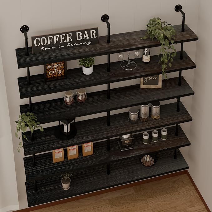 HDDFER Floating Shelves for Wall Living Room Shelves Bookshelf Industrial Pipe - Image 3