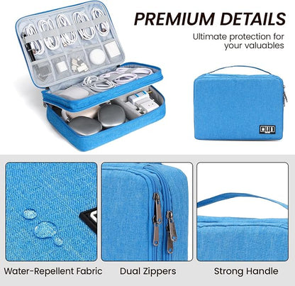Large Electronic Organizer Travel Case, Double Layer Tech Pouch - Image 3