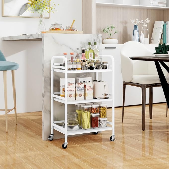 HDANI 3 Tier Rolling Cart Shelves, Heavy Duty Multifunctional Metal - Image 4