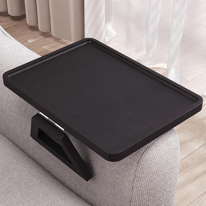 Couch Arm Tray, Bamboo Folding Sofa Tray, Sofa Armrest Trays Clip-On Couch Desk by DANFOXER