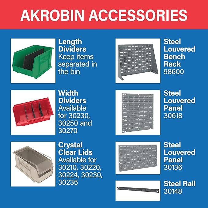 Akro-Mils 30260 AkroBins Plastic Storage Bins, Space-Saving Stackable Bins - Image 6