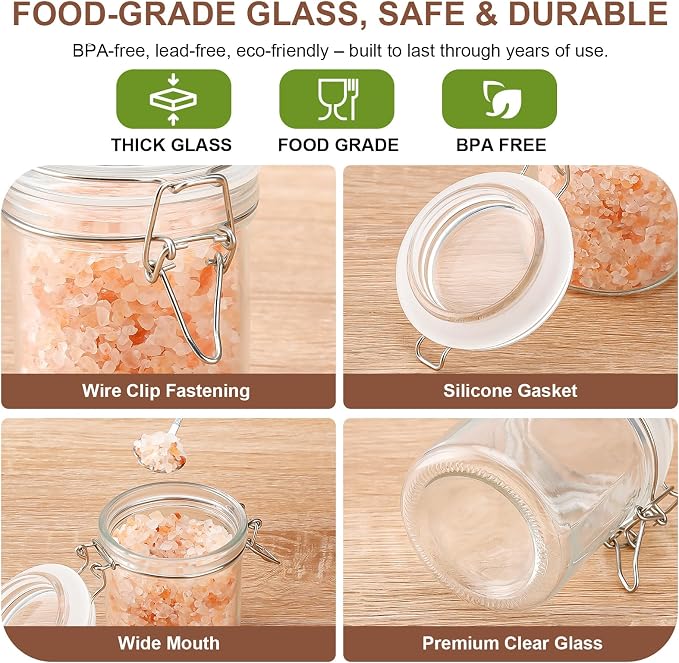 6 Pack Spice Jars, 8 oz Glass Containers - Image 4