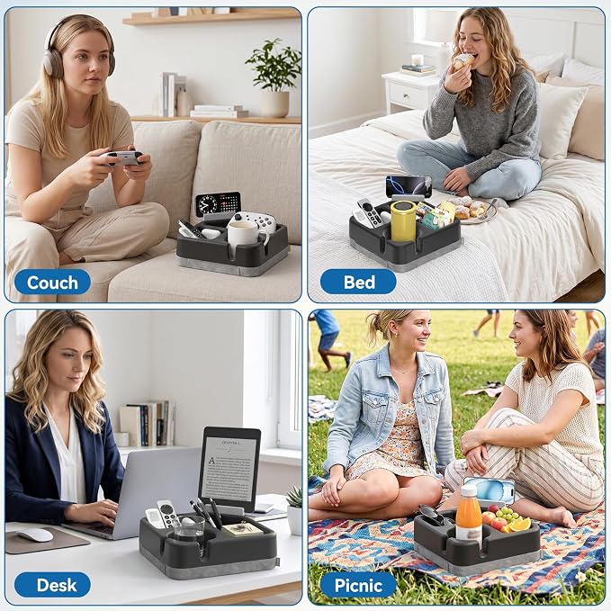 Couch Cup Holder Tray Couch Cup Holder Pillow Soft Sofa Caddy Drink Holder - Image 8