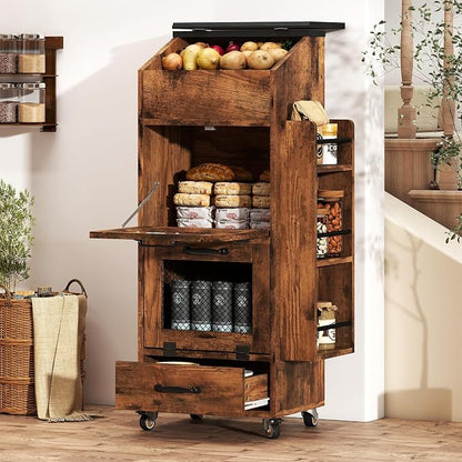 Verano Garden 16.0" Potato and Onion Storage Bin on Wheels, Bread Box | Fruit - Image 8