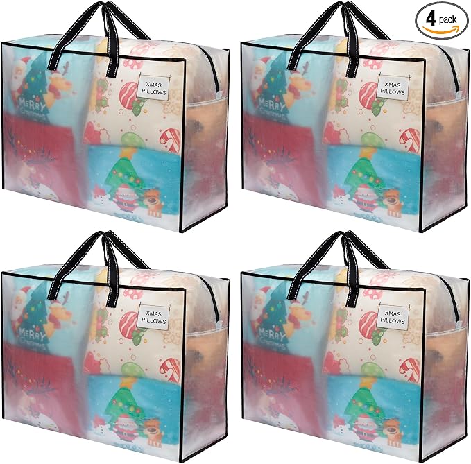 VENO 4 Pack Heavy Duty Moving Bags, Storage Bags, Packing Supplies, Top Zipper by Veno
