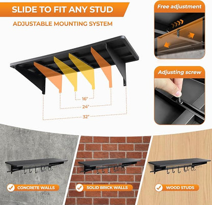 2-Pack 4ft x 16in Heavy Duty Metal Garage Wall Shelving, 700lbs Capacity Solid - Image 7