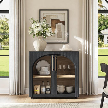 Sideboard Cabinet with Glass Doors, 31.5'' W Display Credenza | Modular Arched by MorganBrig