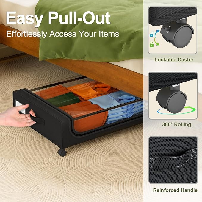 GoMaihe Under Bed Storage with Wheels: 70L Underbed Storage Containers with - Image 3