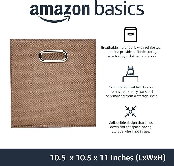 Amazon Basics Collapsible Cube Storage Organizer Bins, 10.5 x 10.5 x 11 inches - Image 2