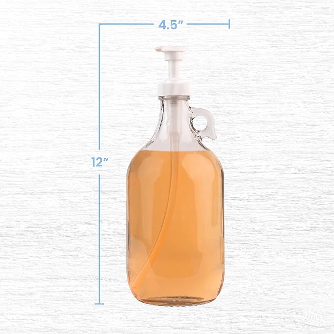 kitchentoolz Half Gallon Glass Pump Dispenser Bottle, Large Jug - Image 2