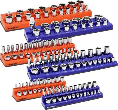 HORUSDY 6-Piece Magnetic Socket Organizer Set, 1/2" Drive Holders by HORUSDY