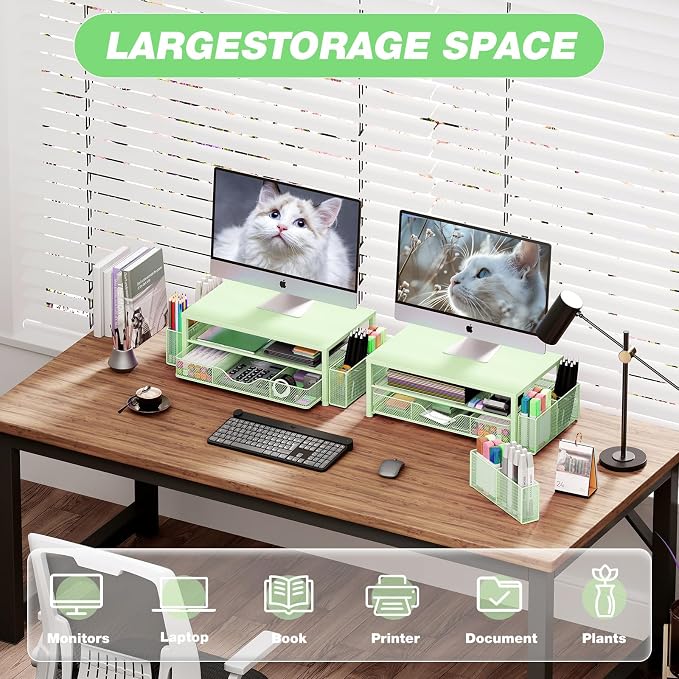 OPNICE Desk Organizers and Accessories, 2-Tier Computer Monitor Stand Riser - Image 4
