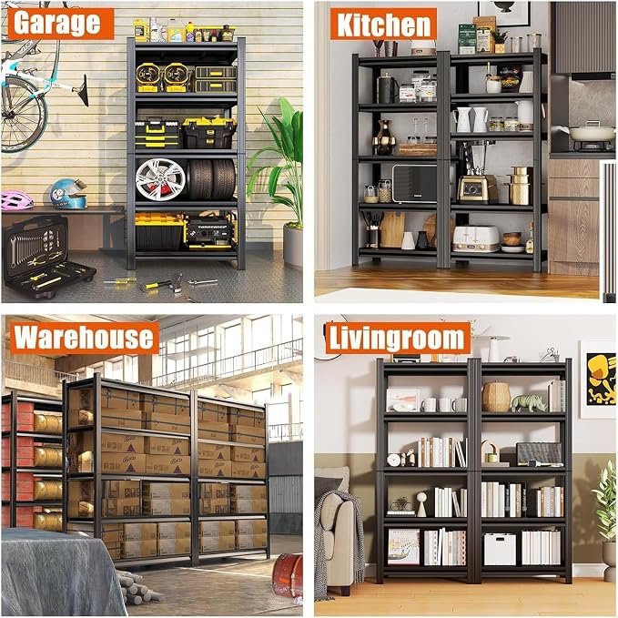 18" D Metal Garage Shelving, 5 Tier Adjustable Steel Storage Racks - Image 9