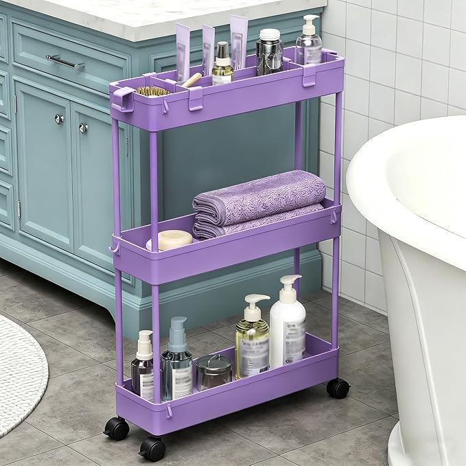 SPACELEAD Slim Storage Cart 3 Tier, Bathroom Organizer Rolling Utility - Image 8