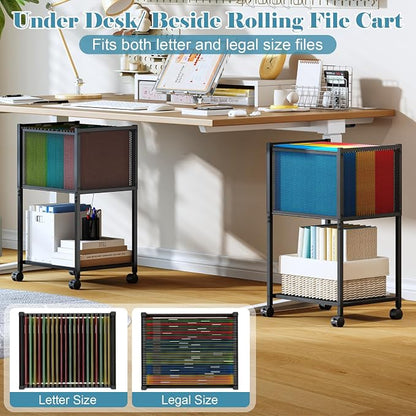 Sbanmao Letter/Legal Rolling File Cart, Narrow Mobile File Cabinet - Image 3