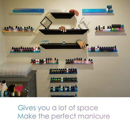 YMVV 15" Nail Polish Rack Wall Mounted Shelf, 6 Pack Clear Rainbow Iridescent - Image 8