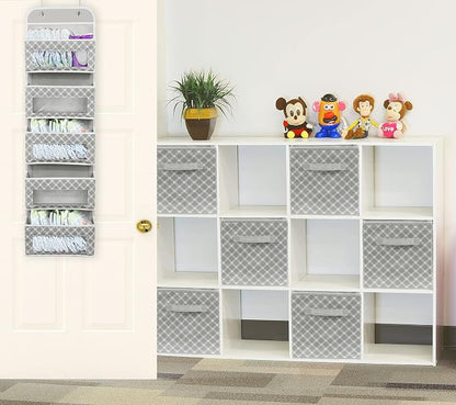 Simple Houseware 11-Inch Foldable Cube Storage Organizer Bin, Geometric Grey - Image 4