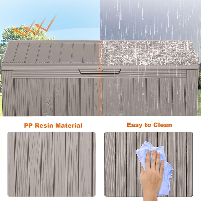 75 Gallon Outdoor Storage Box, Resin Deck Boxes Waterproof, Indoor Outdoor Bin - Image 5