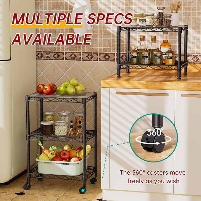 3 Tier Adjustable Storage Shelves Heavy Duty Metal Utility Shelf Wire Shelving - Image 9