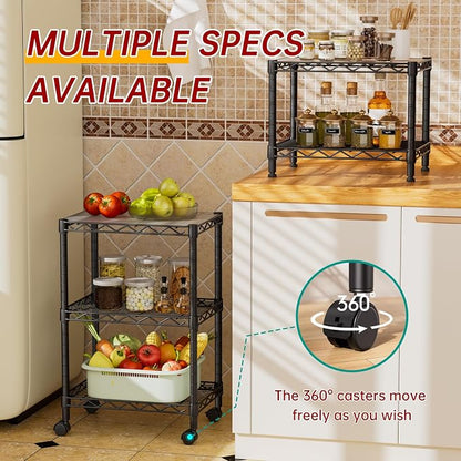 3 Tier Adjustable Storage Shelves Heavy Duty Metal Utility Shelf Wire Shelving - Image 9