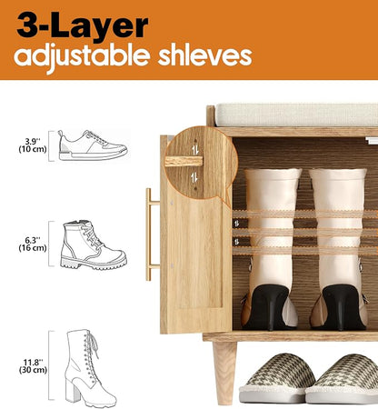Akxomel Rattan Shoe Storage Bench - Image 4