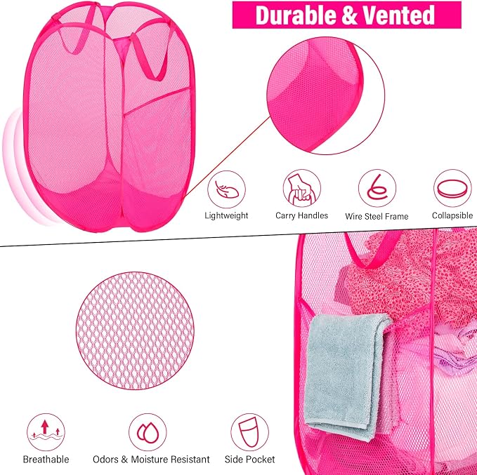 Deluxe Strong Mesh Pop up Laundry Hamper Basket - Image 4