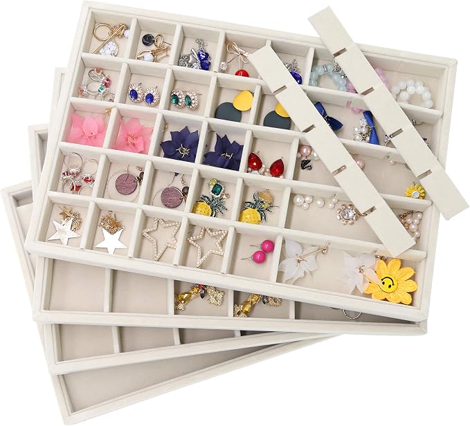 Stratalife 40 Grid Jewelry Organizer Tray, Stackable Drawer Earring Organizer - Image 2