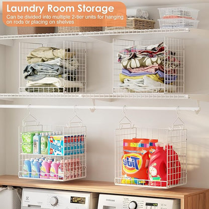 Extended Width Hanging Closet Organizer, 8 Tier Wire Storage Shelves | Hanging - Image 2