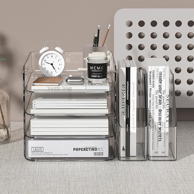 4-Tier Brown Acrylic Paper Tray Organizer - Image 4