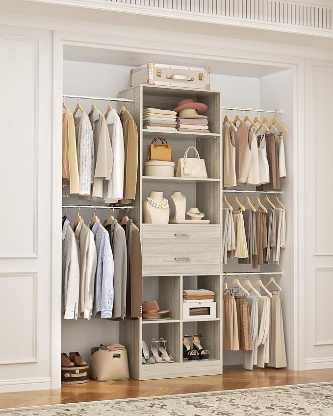 Small Closet System, 3.2-6.8FT Small Closet Organizer by Besiost