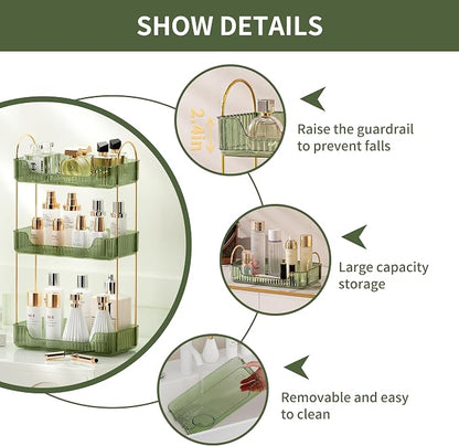 3 Tier Bathroom Organizer Countertop Makeup Perfume Tray Skincare Organizer - Image 5