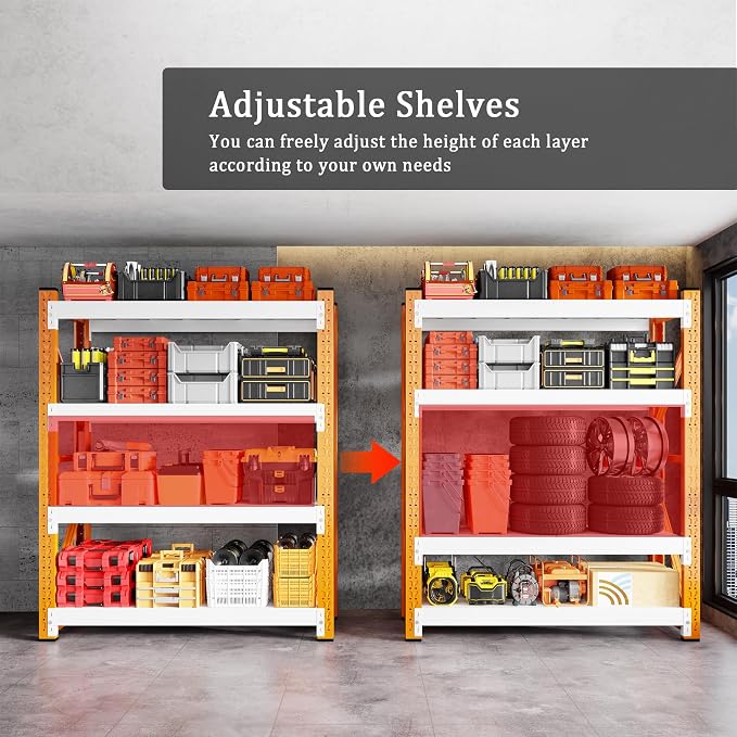 4000LBS Garage Shelving 48" W Garage Shelving Heavy Duty 4-Tier Metal Storage - Image 5
