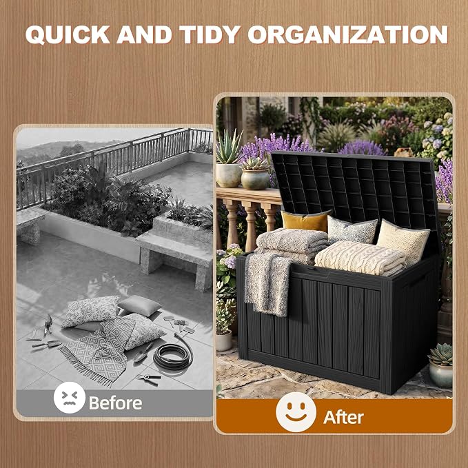 EFU Outdoor Storage Box 60 Gallon Deck Box Lockable UV Resistance Waterproof - Image 4