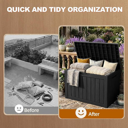 EFU Outdoor Storage Box 60 Gallon Deck Box Lockable UV Resistance Waterproof - Image 4