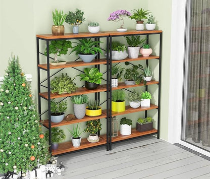 Himimi Industrial Bookshelf 5-Tier Set of 2, Bookcase 58" H Ladder Shelf - Image 7