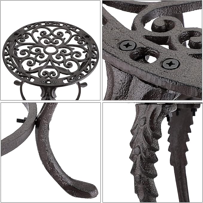 OwnMy Heavy Duty Cast Iron Plant Stand Vintage Iron Flower Pot Holder, Rustic - Image 4