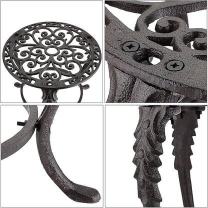 OwnMy Heavy Duty Cast Iron Plant Stand Vintage Iron Flower Pot Holder, Rustic - Image 4