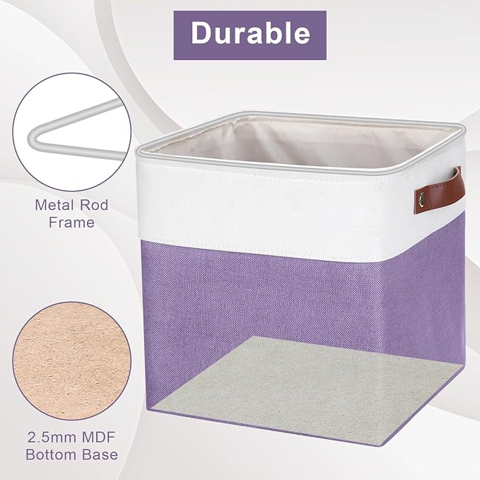Collapsible Fabric Storage Cubes 11x11 Cube Storage Bins, 4 Pack Closet Baskets - Image 4