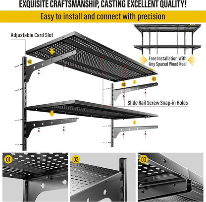 1pack×2 Tier 1.3x3ft Garage Shelving Wall Mounted, 400 lbs Load Capacity - Image 6