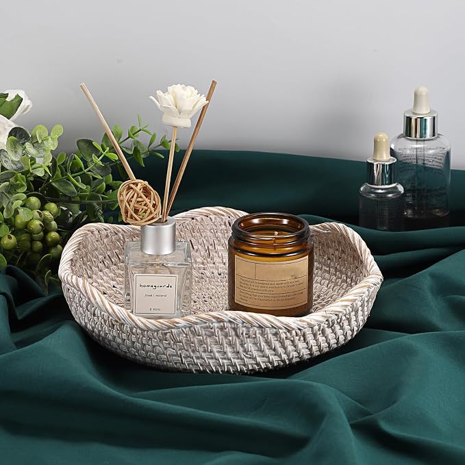 Hipiwe Decorative Key Tray Rattan Storage Bowl Food Serving Basket - Image 5