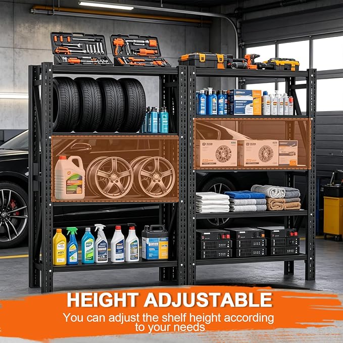 31.5''W Heavy Duty Storage Shelves, 2500LBS Metal Garage Shelving Units - Image 4