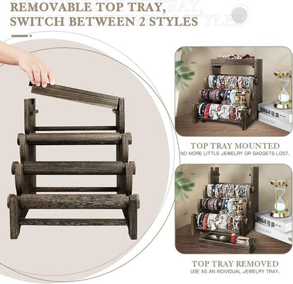 LadyRosian 4 Tier Wooden Bracelet Holder, Bangle Watch Necklace Display Storage - Image 5