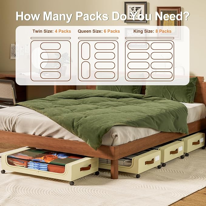 GoMaihe Under Bed Storage with Wheels:48L Underbed Storage Containers with Lids - Image 7
