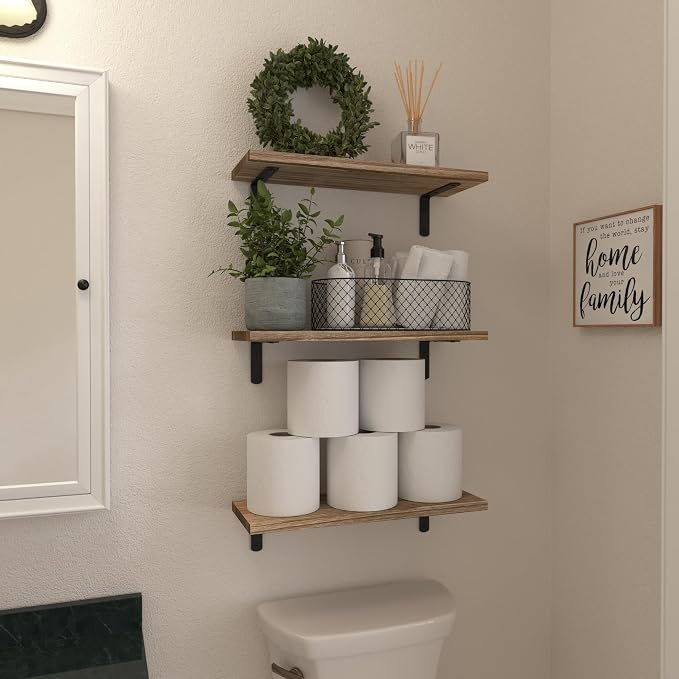 WOPITUES Wood Floating Shelves Set of 6, Shelves - Image 4