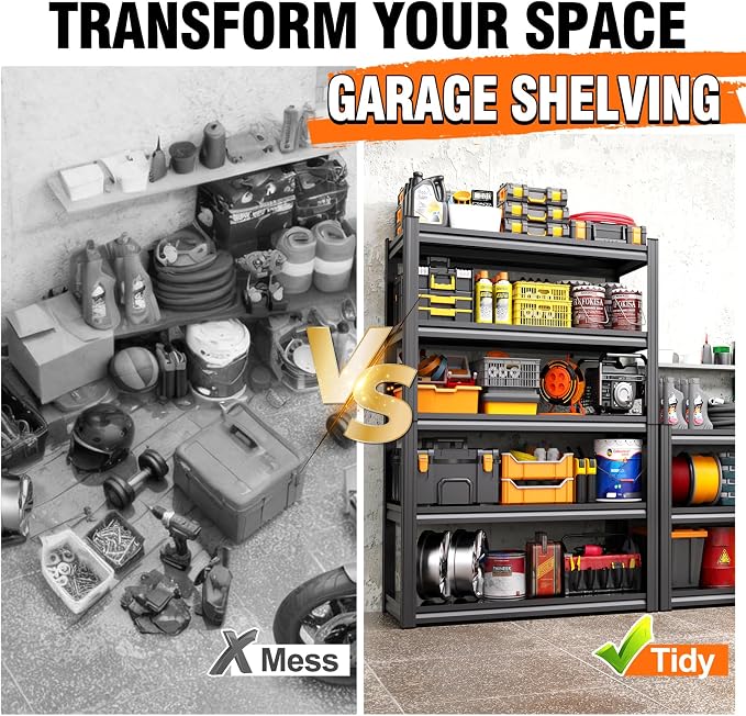 Metal Garage Shelving 5 Tier Storage Shelves, Utility Steel Shelf 2 Pack - Image 5
