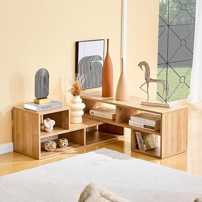 L-Shaped TV Stand for TVs up to 50''+, Modular TV Stand Light Wood | Modern - Image 4