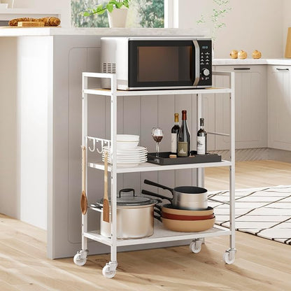 3-Tier Metal Storage Rack with Industrial Wheels, Mesh Shelving Unit with - Image 8