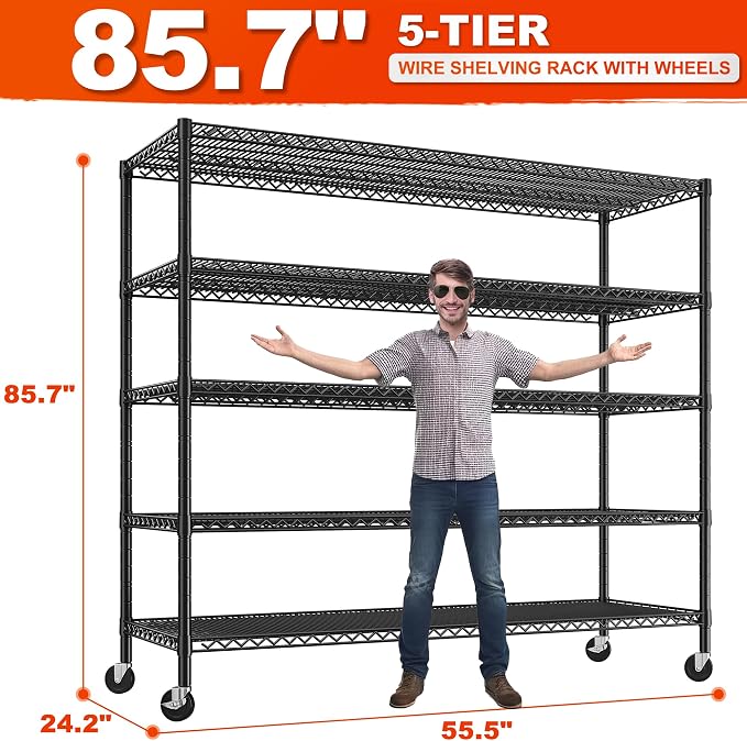 REIBII 85.7"H Garage Shelving 2998LBS Storage Shelves - Image 3