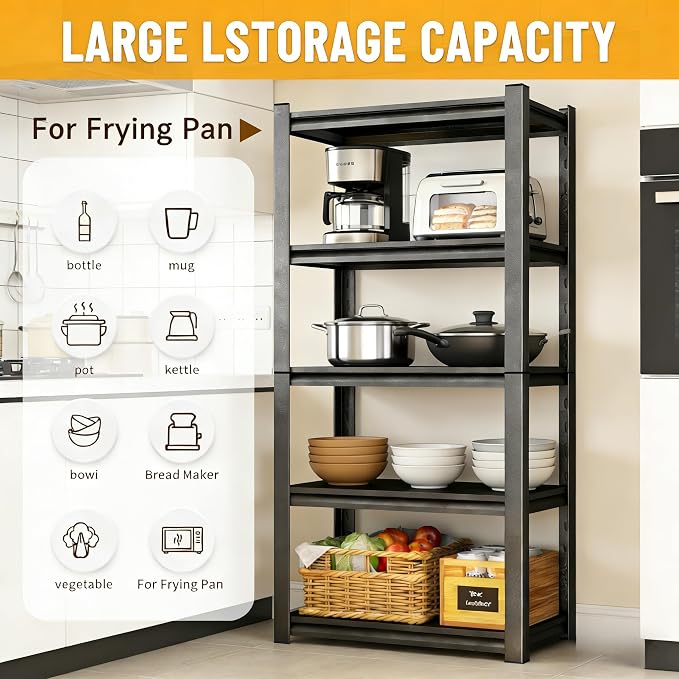 5-Tier Pot Rack Adjustable Kitchen Shelf Heat Resistant 40" W x 72" H Metal - Image 9